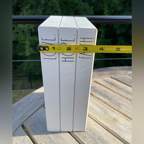 Rae Dunn Wooden Book Stack, Love Hope Faith - Picture 6 of 7